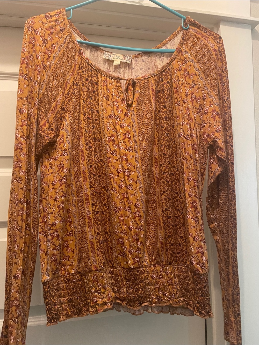 Pink Republic Mustard Floral Stripe Long Sleeve Top